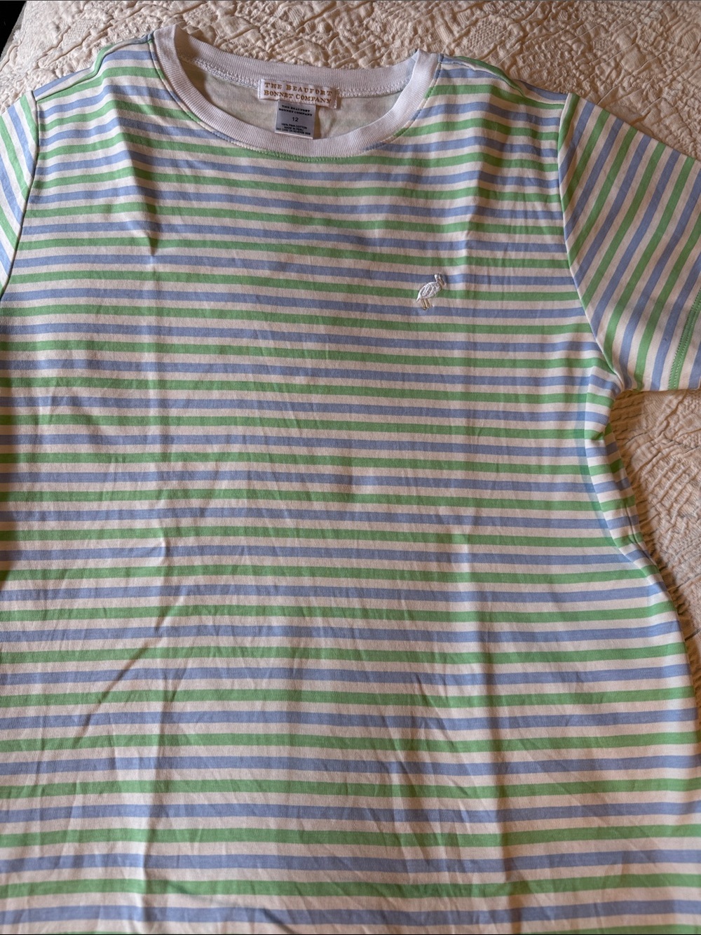 The Beaufort Bonnet Company Pastel Stripe Short-Sleeve Tee - Blue, Green & White